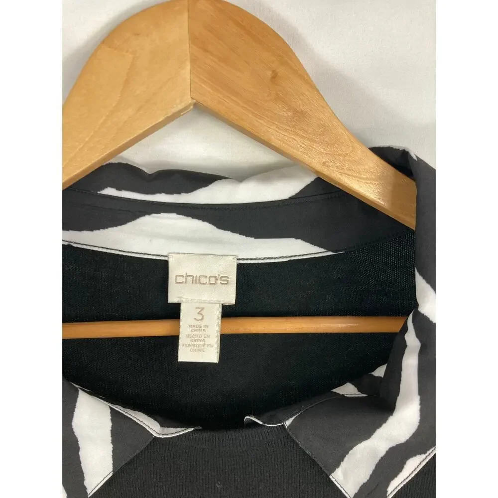 chicos Mixed Media Collared Lightweight Sweater Size 3 / XL